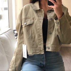 GRLFRND Lacy Crop Trucker Denim Jacket